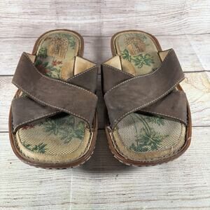 Born Mens Size 9 Criss Cross Leather Slide Sandals Slip On